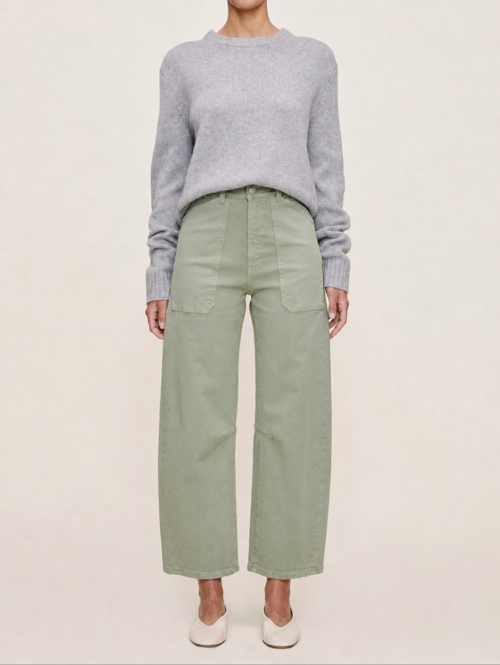 DL1961 Miro Barrel Twill Lightweight High Rise Ankle Cropped Pants 24.5" Sage
